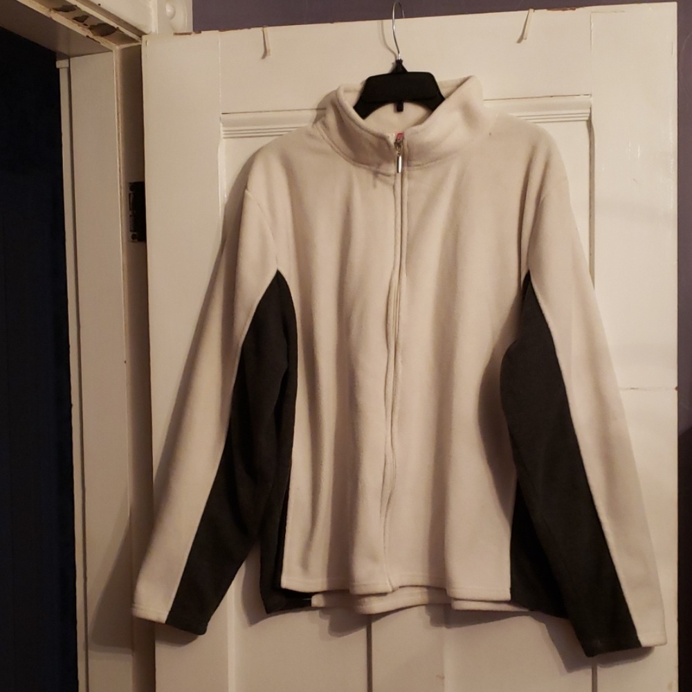 White and Grey Zipped Sweatshirt